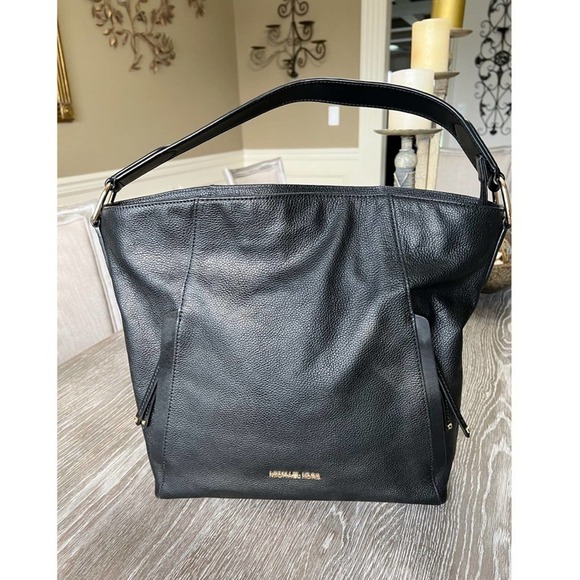 Michael Kors black leather hobo bag  #017 - Picture 3 of 9